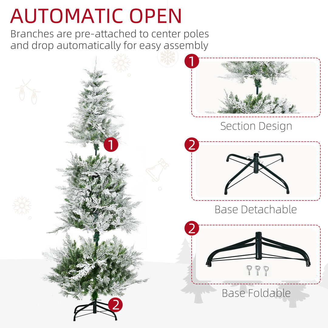 Pencil Snow Flocked Artificial Christmas Tree with Realistic Cypress Branches