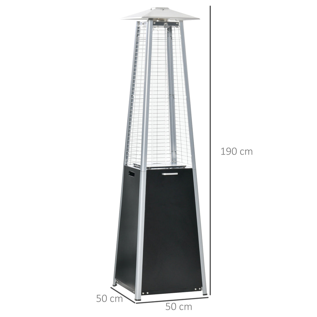 11.2KW Outdoor Patio Gas Heater Freestanding Pyramid Propane Heater Garden Tower w/ Wheels