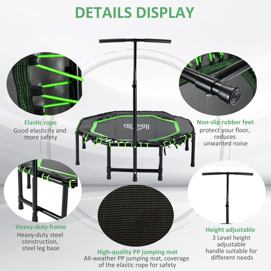 48" Octagonal Mini Fitness Rebounder Trampoline Indoor Outdoor Foldable Mini Jumper with Adjustable Handle