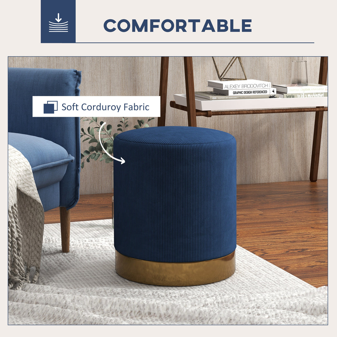 Soft Padded Corduroy Footstool - Dark Blue