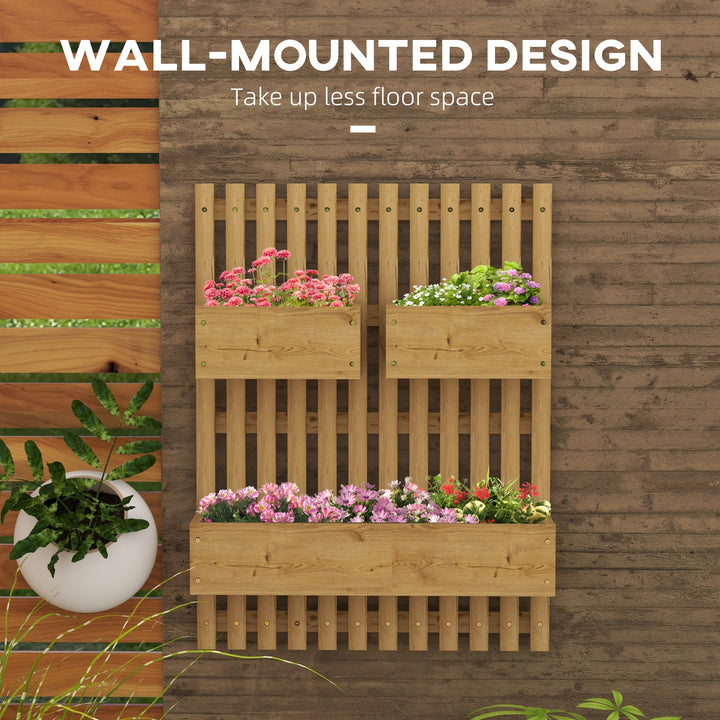 Wall-mounted Wooden Garden Planters with Trellis