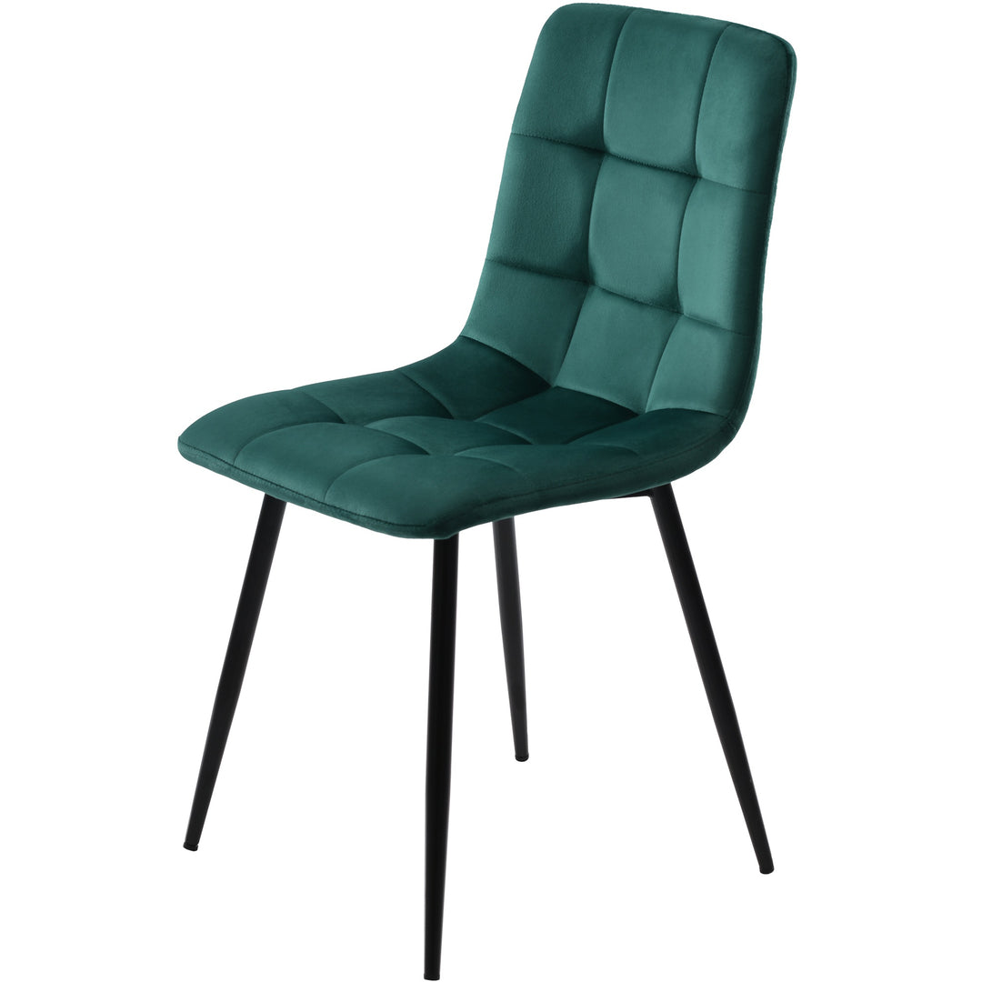 Set of 4 Velvet Dining Chairs with Metal Frame, Green