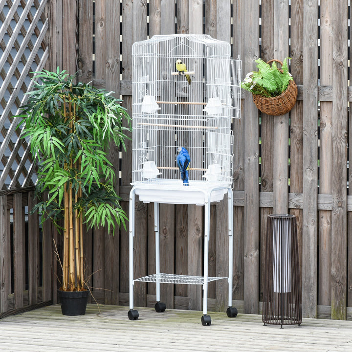 Metal Parrot Cage: Spacious Abode with Breeding Stand & Wheels