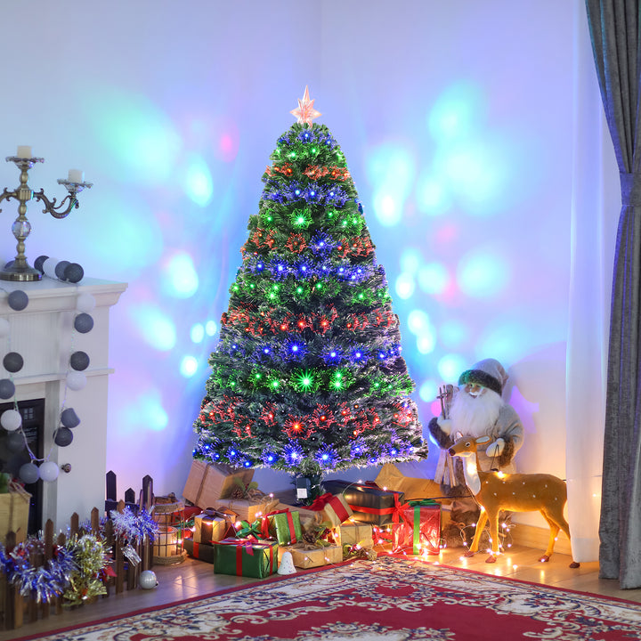 5ft 150cm Green Fibre Optic Artificial Christmas Tree-Multi