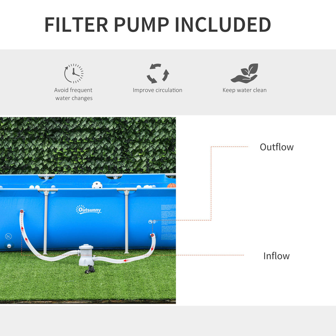 Steel Frame Pool w/ Filter Pump & Filter Cartridge Rust Resistant Above Ground Pool w/ Reinforced Sidewalls