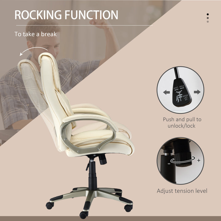 HOMCOM Computer Desk Chair, Cream White