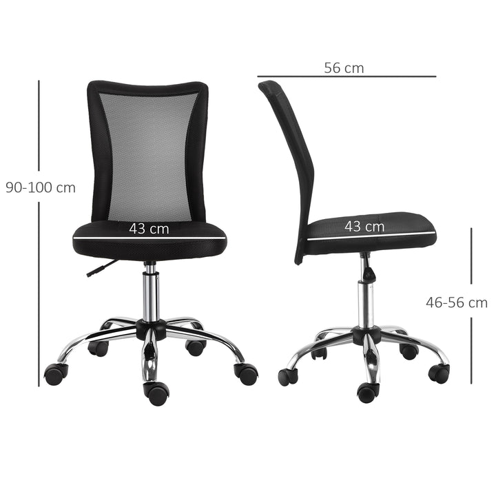 Vinsetto Home Office Mesh Task Chair Ergonomic Armless Mid Back Height Adjustable with Swivel Wheels