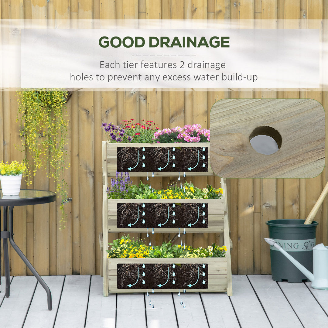 3 Tier Raised Garden Bed Wooden Elevated Planter Box Kit for Flower