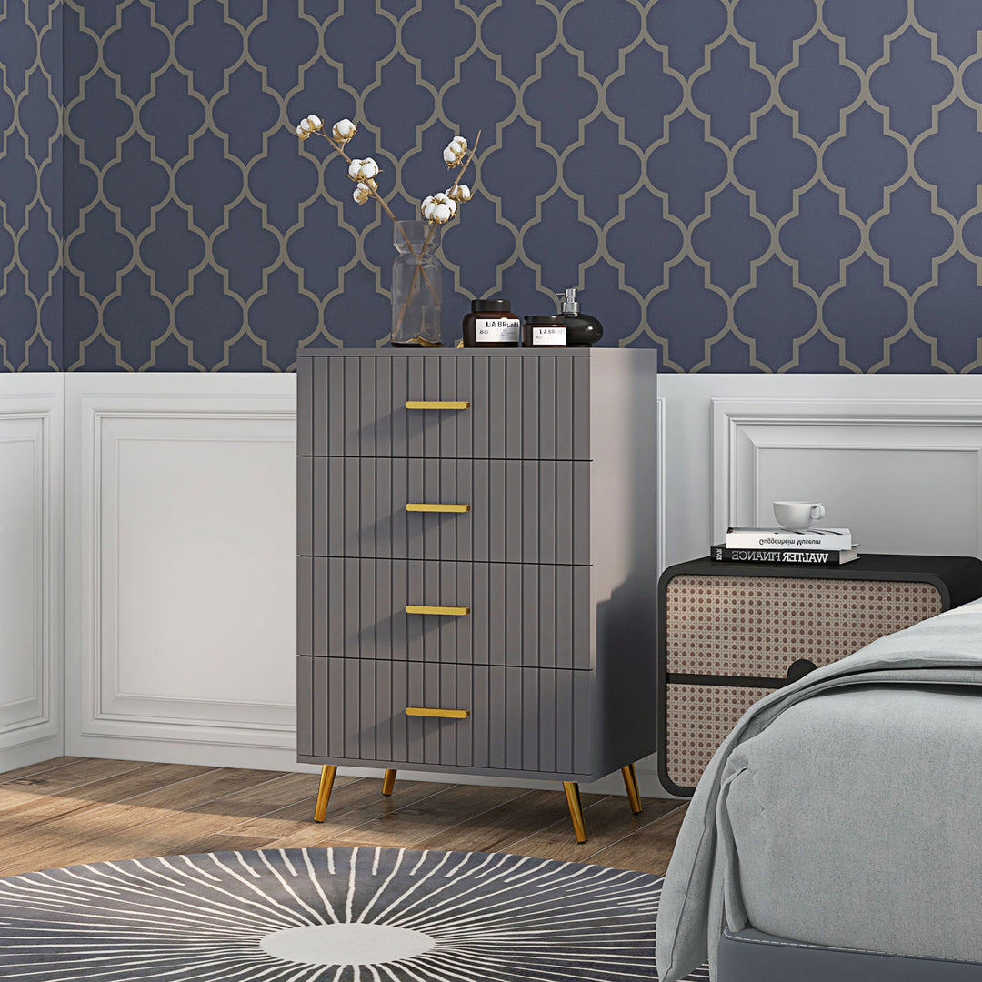 4-Drawer Dresser, Aluminium Legs, Dark Grey