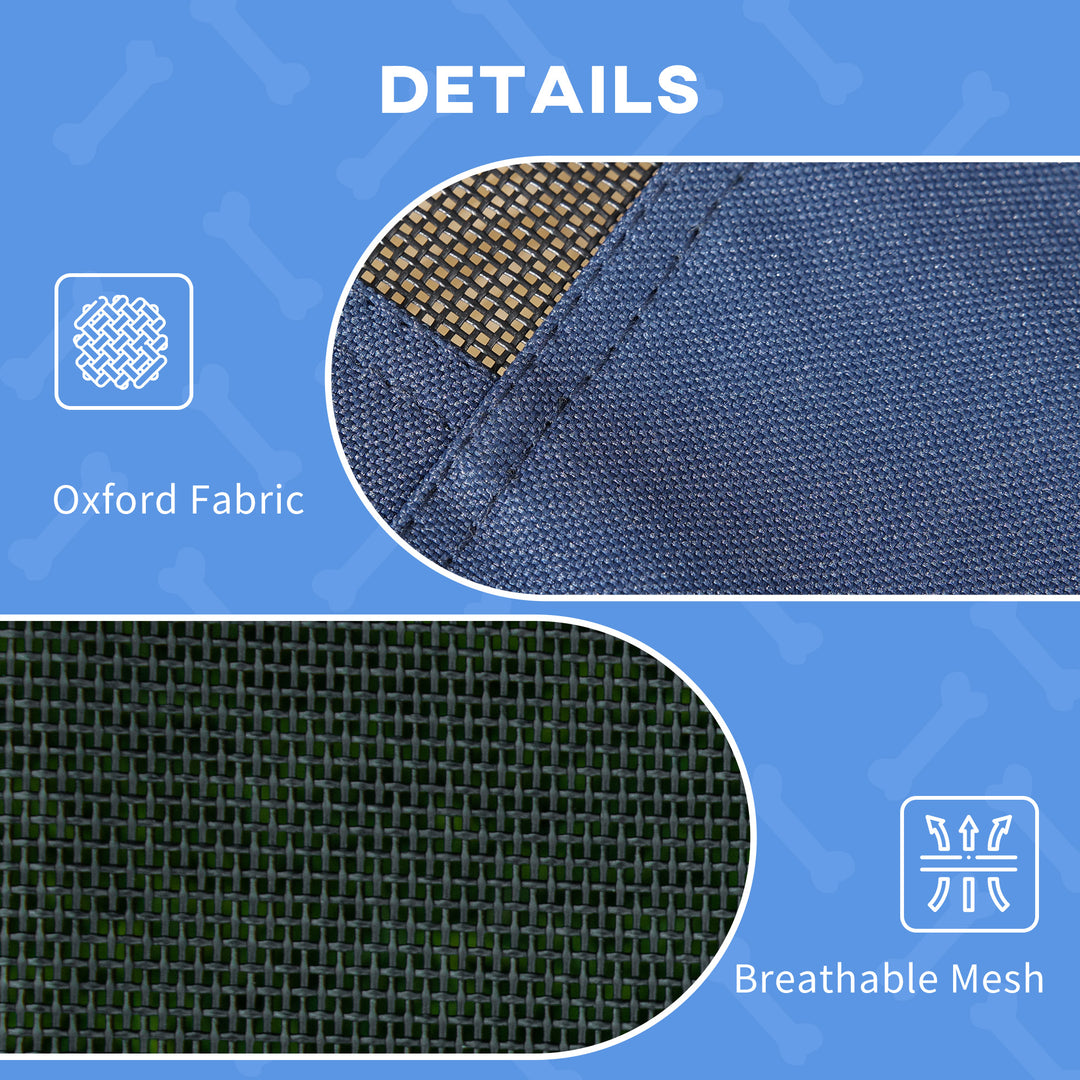 Raised Dog Bed Waterproof Elevated Pet Cot with Breathable Mesh UV Protection Canopy Blue