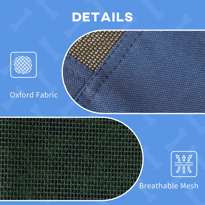 Raised Dog Bed Waterproof Elevated Pet Cot with Breathable Mesh UV Protection Canopy Blue