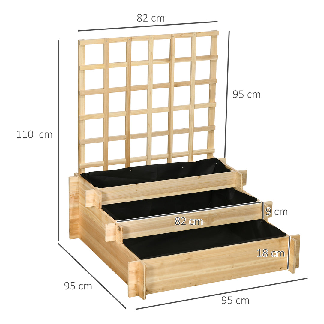 3 Tier Garden Planters with Trellis for Vine Climbing