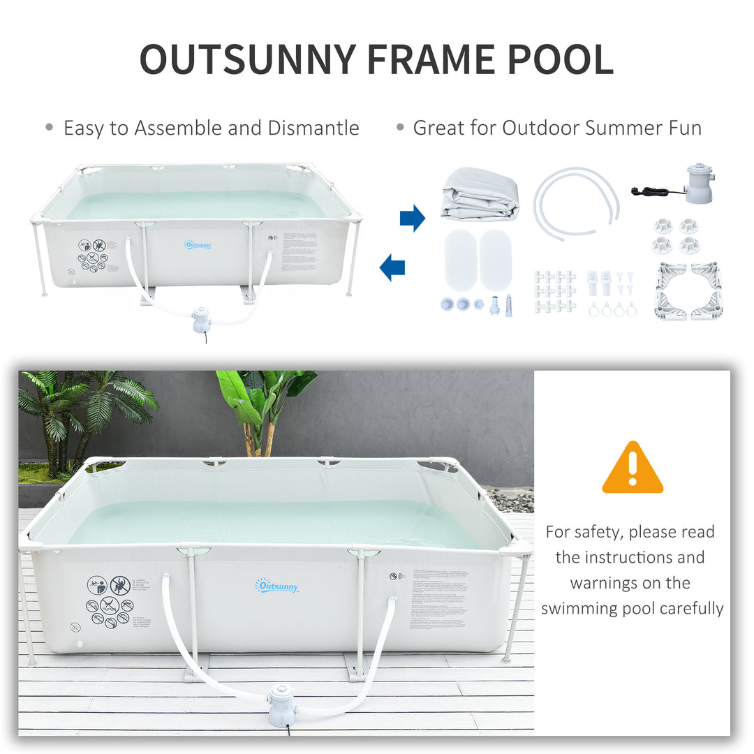 Steel Frame Pool with Filter Pump & Filter Cartridge Rust Resistant Above Ground Pool w/ Sidewalls