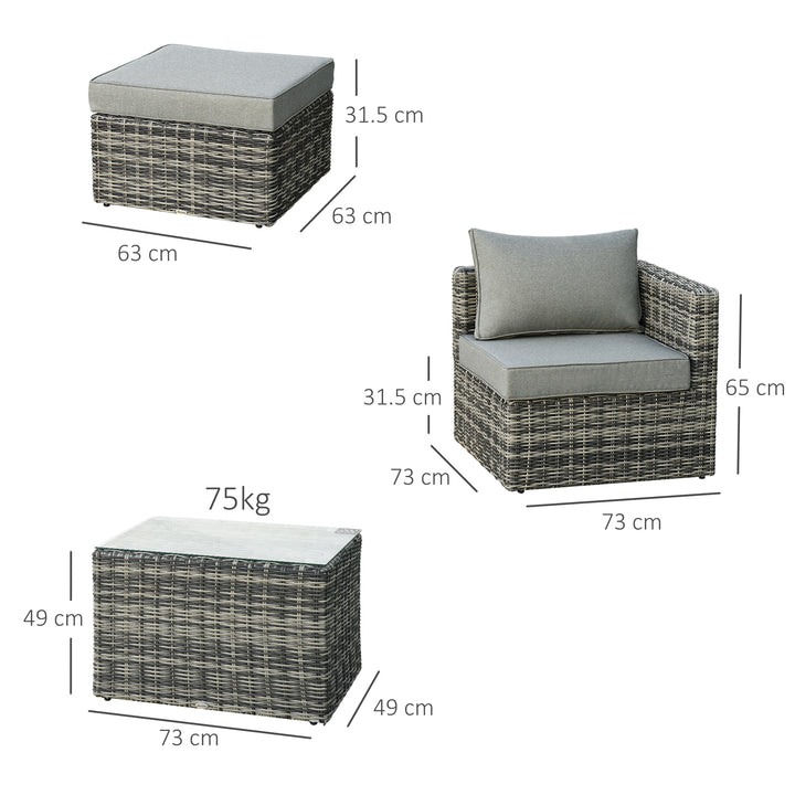 2 Seater Rattan Garden Furniture Set w/ Tall Glass-Top Table Aluminium Frame Balcony Sofa