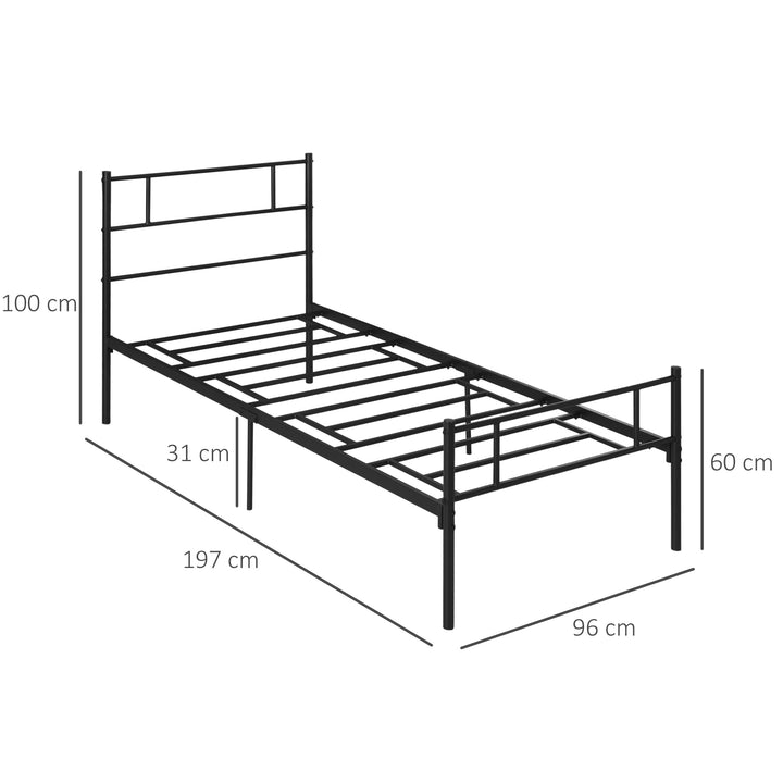 Single Metal Bed Frame with Headboard and Footboard