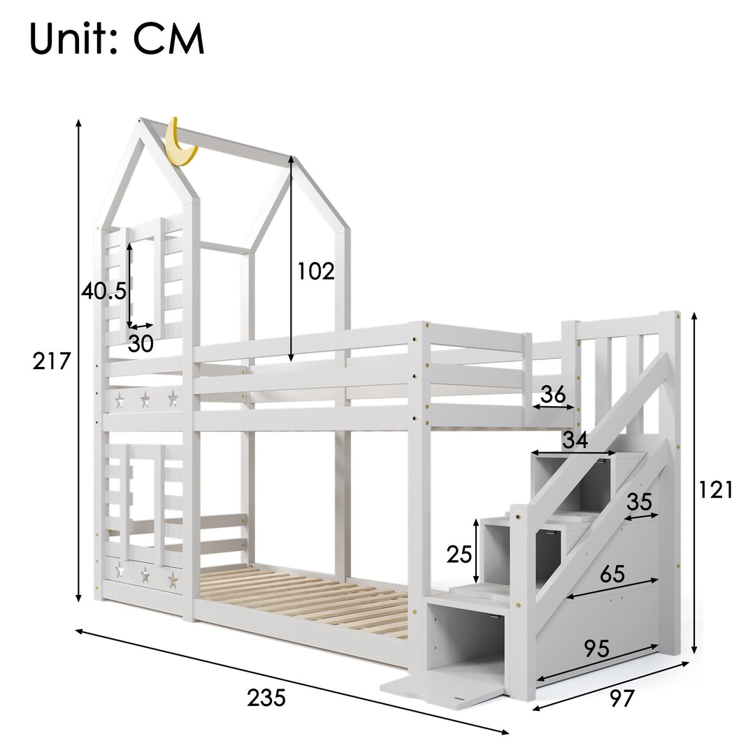 Children's Cabin Bunk Bed with Storage and Underbed Drawers