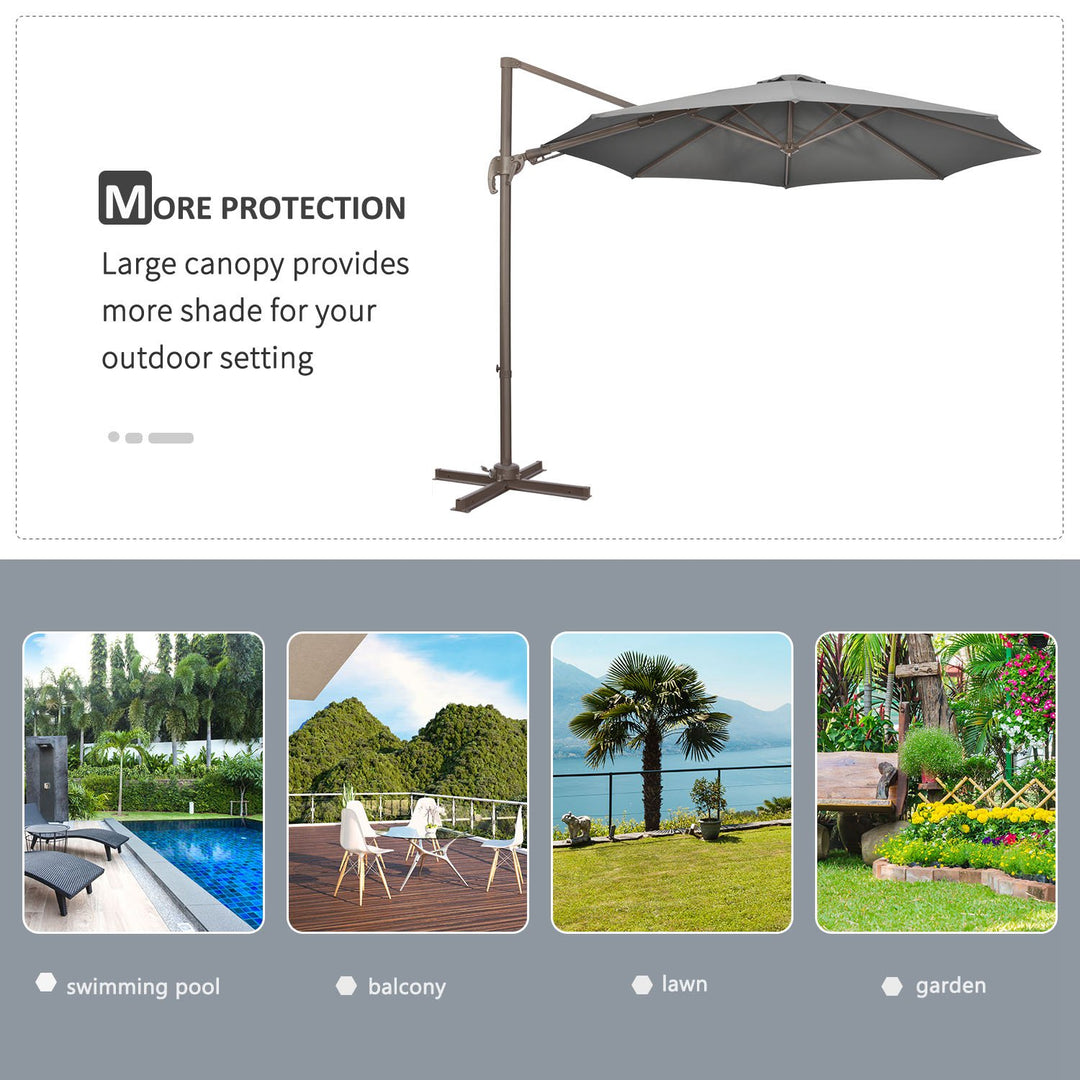 Waterproof 3m Cantilever Parasol: 360° Rotating Hanging Sunshade