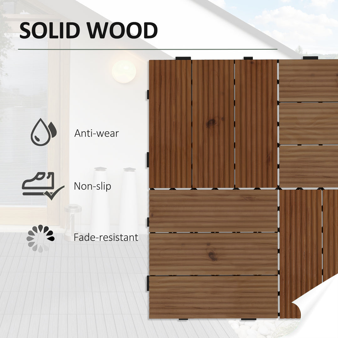 27 Pcs Wooden Interlocking Decking Tiles