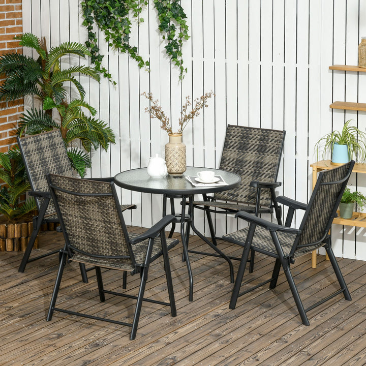 5 Pieces PE Rattan Table and Chairs