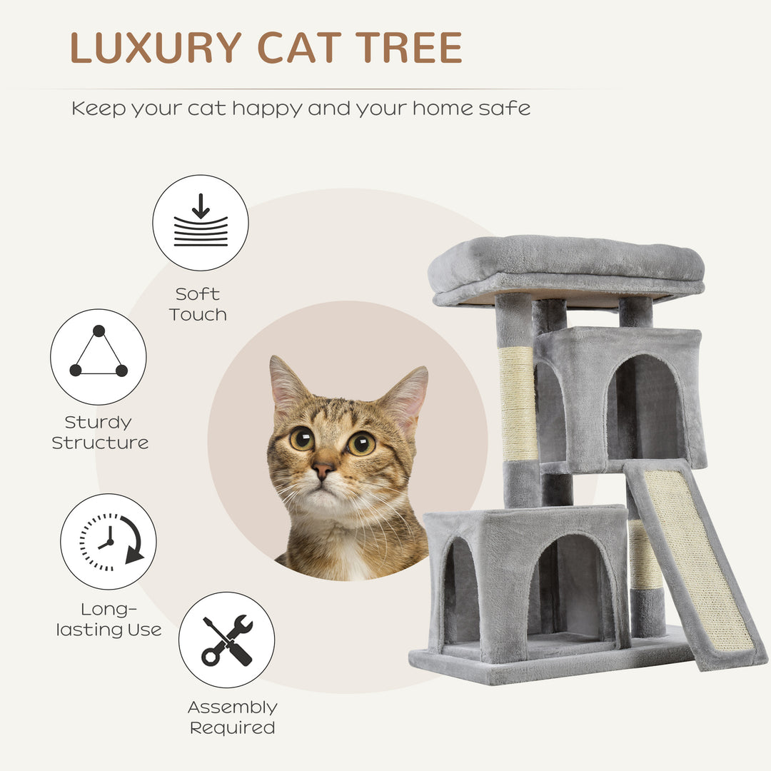 Feline Fortress: 3-Tier Cat Tower with Sisal Scratchers