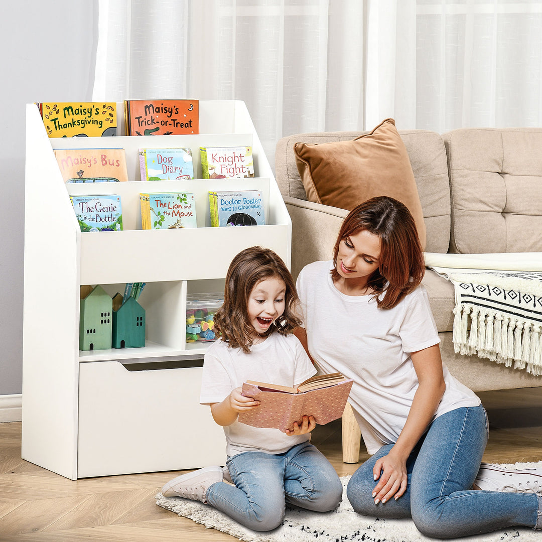 Kids' Bookshelf: Children's Storage Unit with Toy Drawer & Wheels