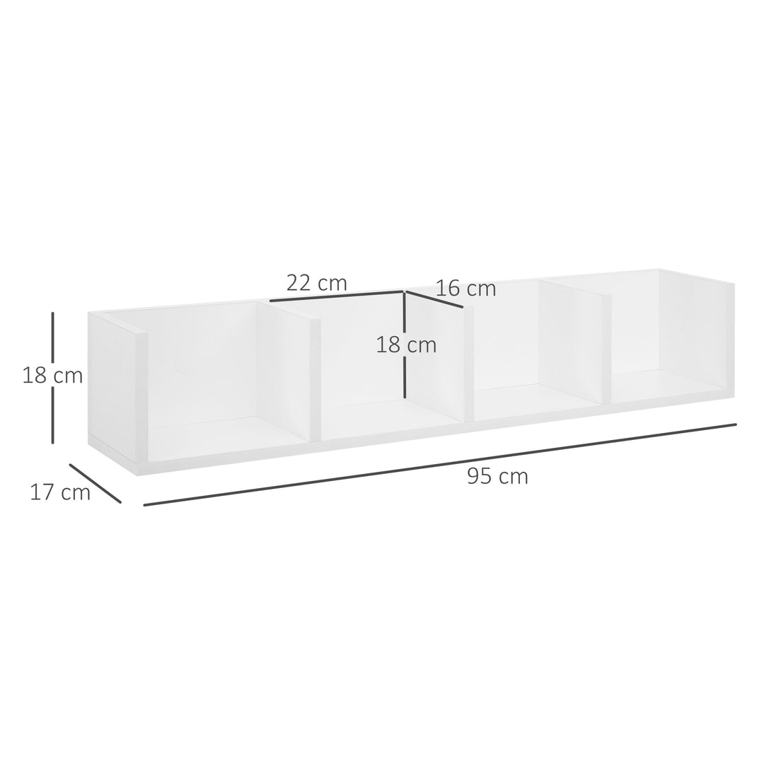 HOMCOM Wall Mount Media Storage Rack, White