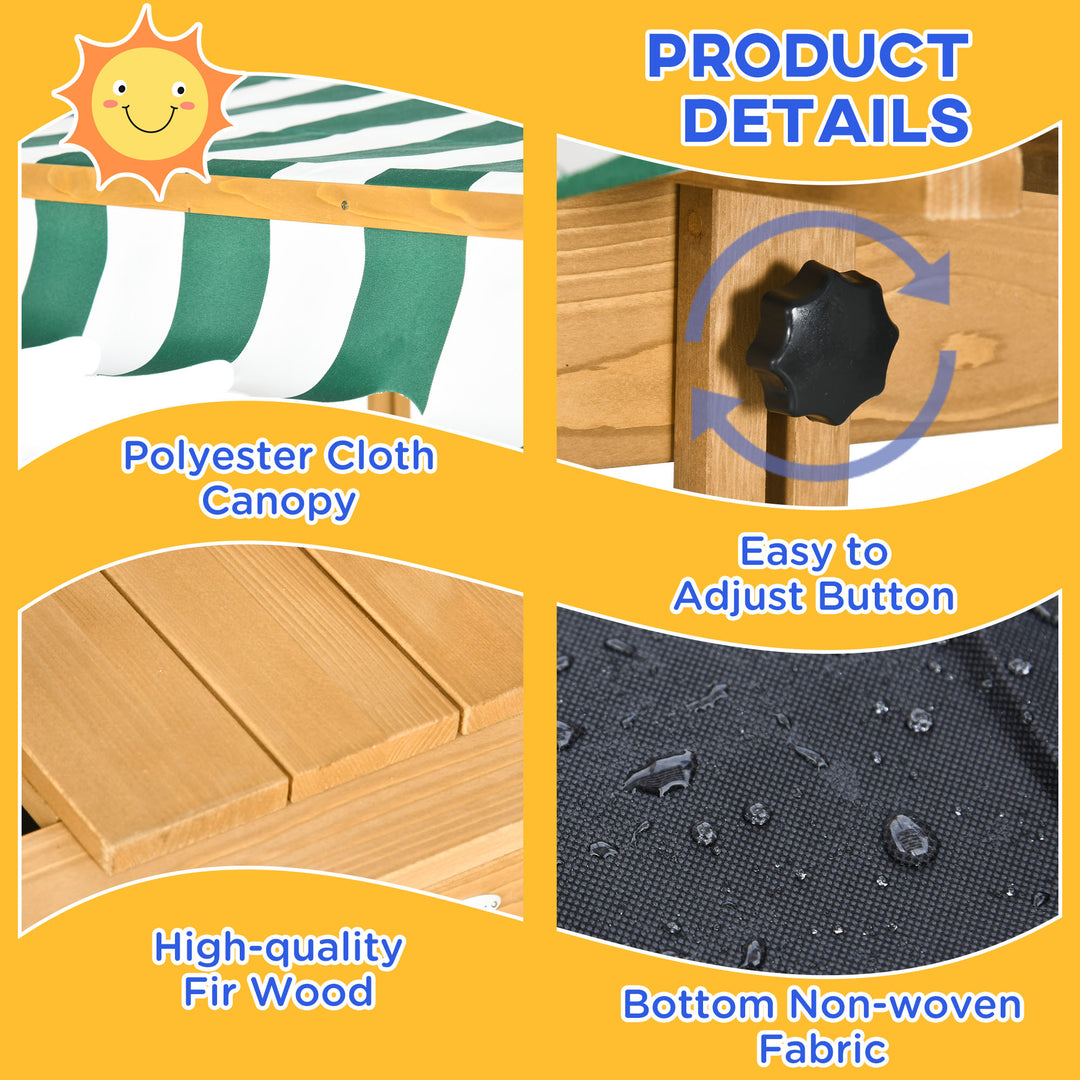 Wooden Sandpit with Adjustable Canopy Light Brown