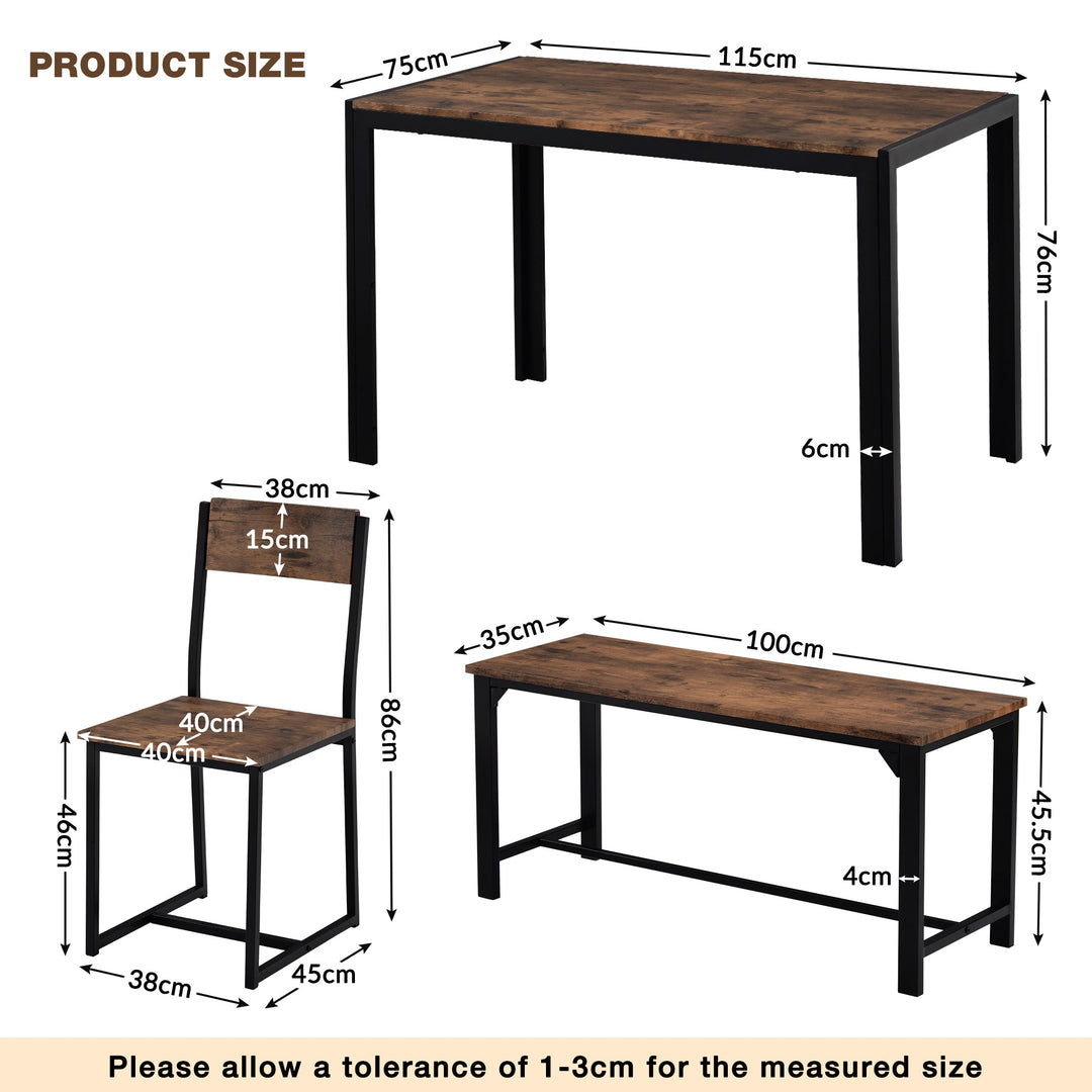 Industrial Dining Set with Bench, Rustic Brown https://www.awin1.com/pclick.php?p=39114471376&a=1765756&m=17151 Aosom