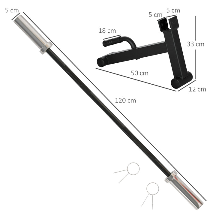 Olympic 120cm EZ Curl Bar & Barbell Jack Set