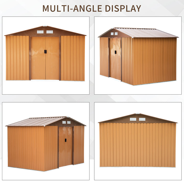 9 x 6FT Garden Metal Storage Shed Outdoor Storage Shed with Foundation Ventilation & Doors