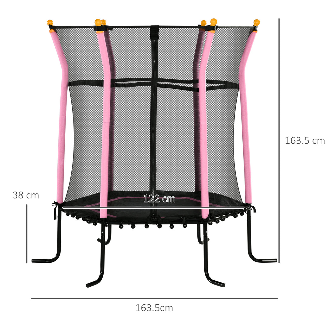 5.2FT / 63 Inch Kids Trampoline With Enclosure Net Mini Indoor Outdoor Trampolines for Child Toddler Age 3 - 10 Years Pink