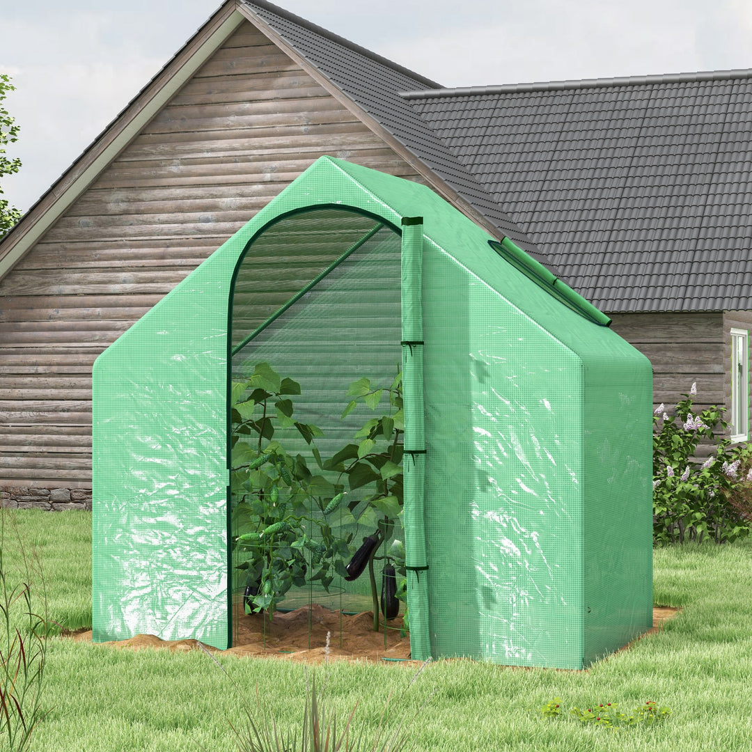 Walk in Greenhouse Garden Grow House with Roll Up Door and Window