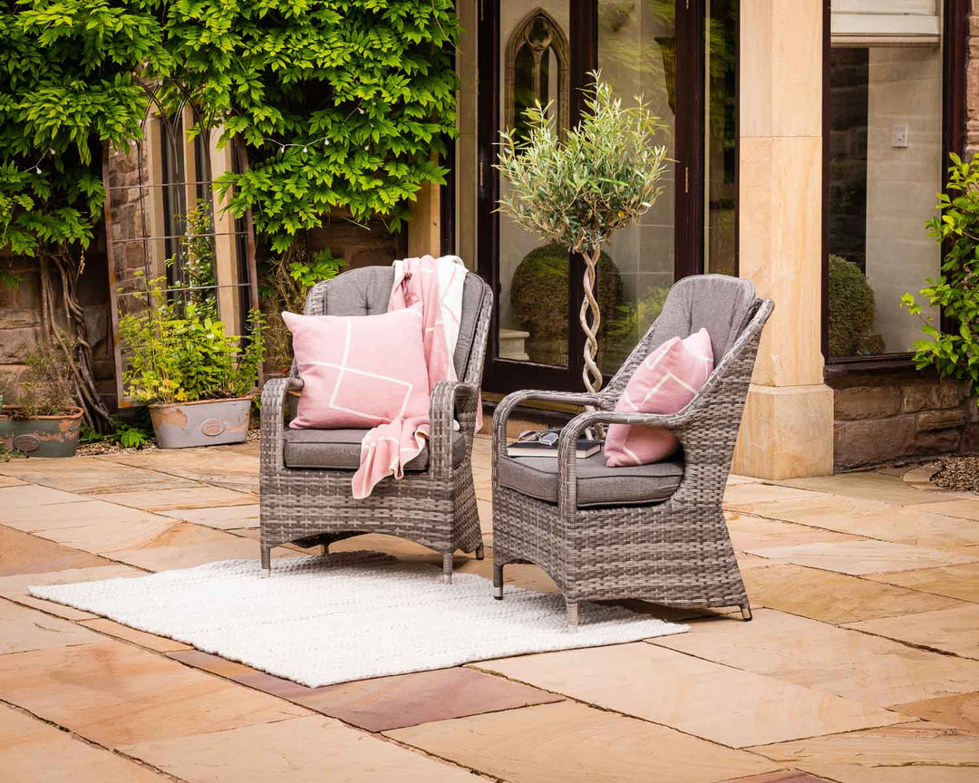 Pair of Rattan Garden Dining Chairs in Grey - Marseille - Rattan Direct