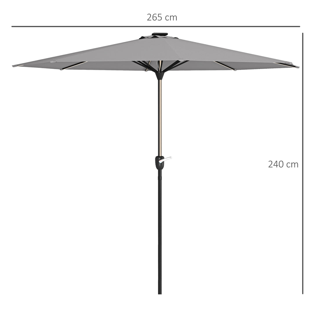 Waterproof Patio Umbrella with Solar-Powered LED Lights