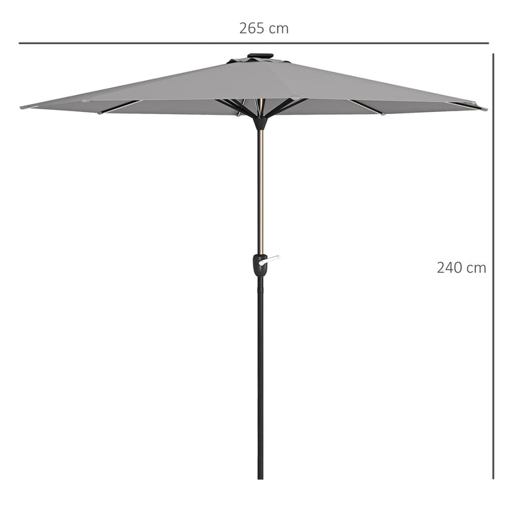 Waterproof Patio Umbrella with Solar-Powered LED Lights