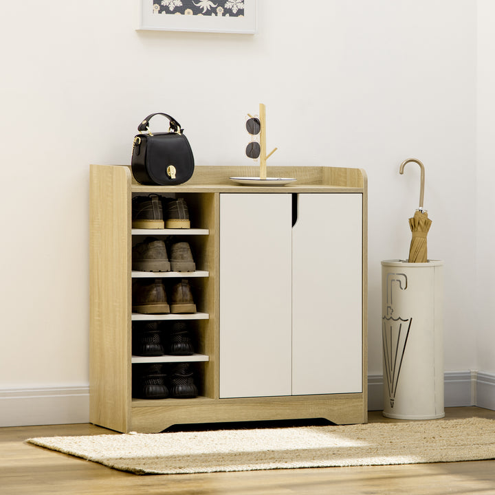 Shoe Cabinet with Double Doors & Open Shelving