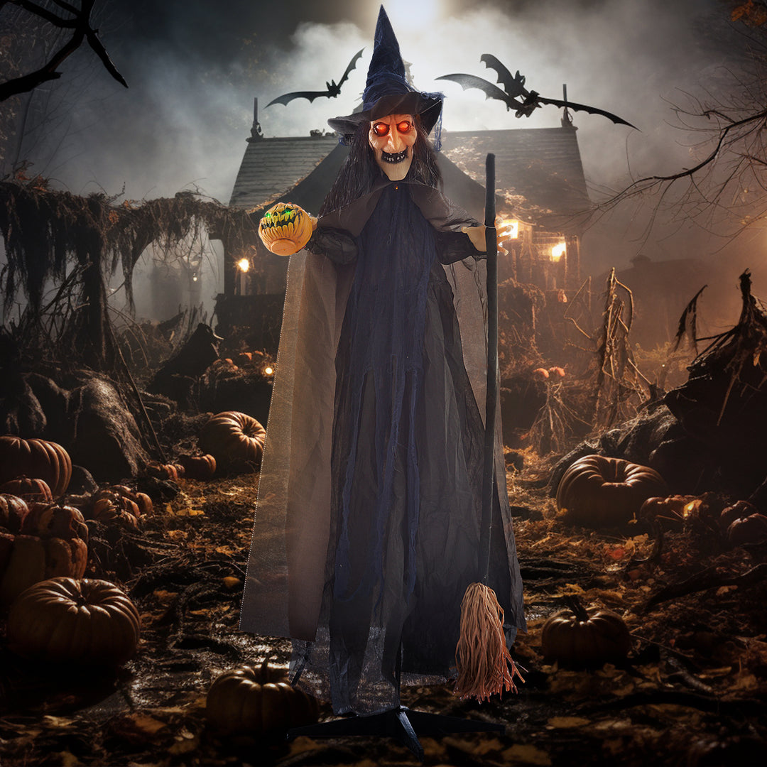 190cm 75" Witch with Broomstick Outdoor Halloween Decoration