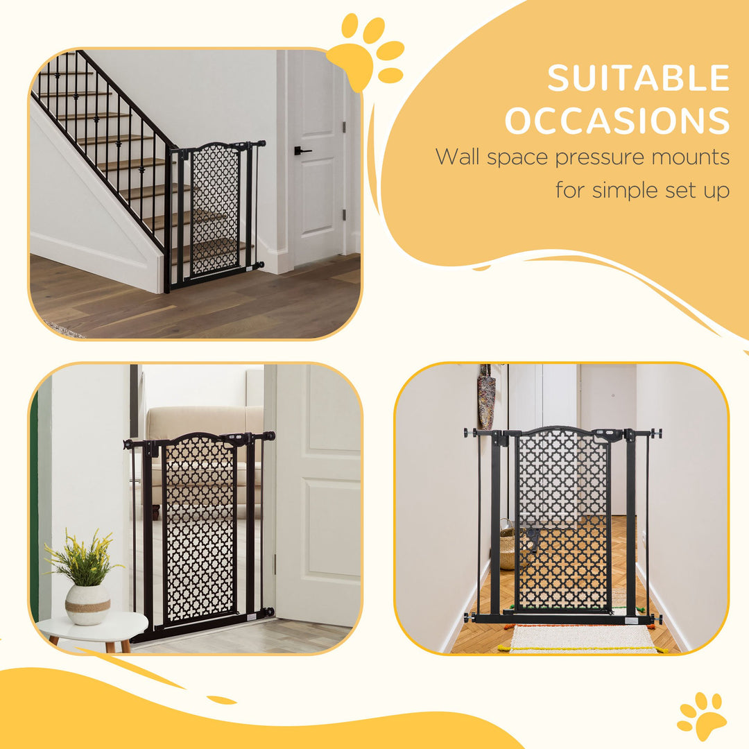 74-80 cm Pet Safety Gate Barrier Stair Pressure Fit with Auto Close and Double Locking for Doorways