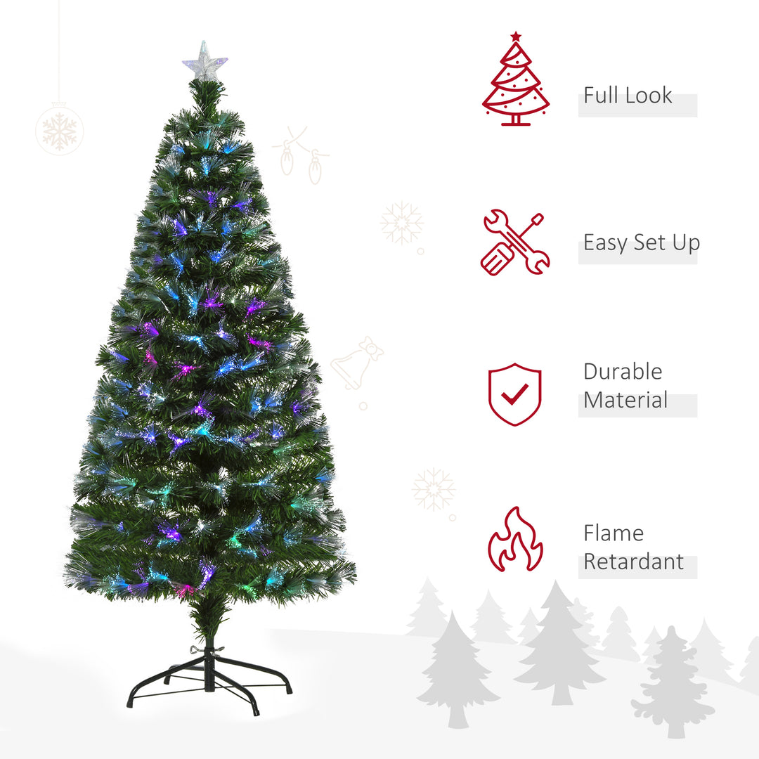 1.5m Tall Artificial Christmas Tree Fiber Optic Colorful LED Pre-Lit Holiday Home Christmas Decoration with Flash Mode