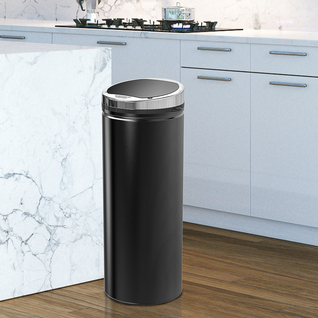 50L Stainless Steel Sensor Trash Can W/ Bucket-Black