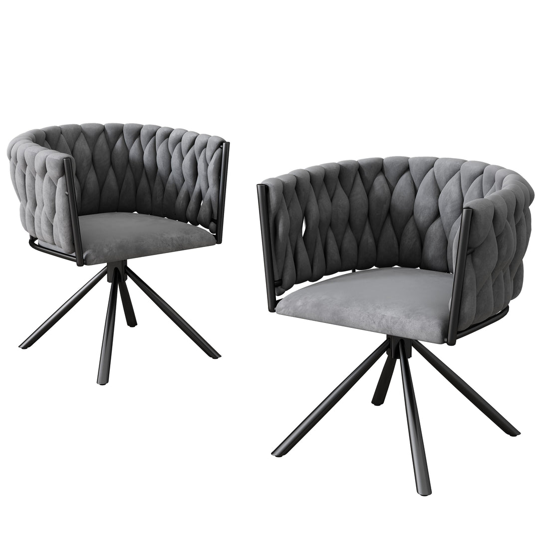 Set of 2 Swivel Dining Chairs, Gray