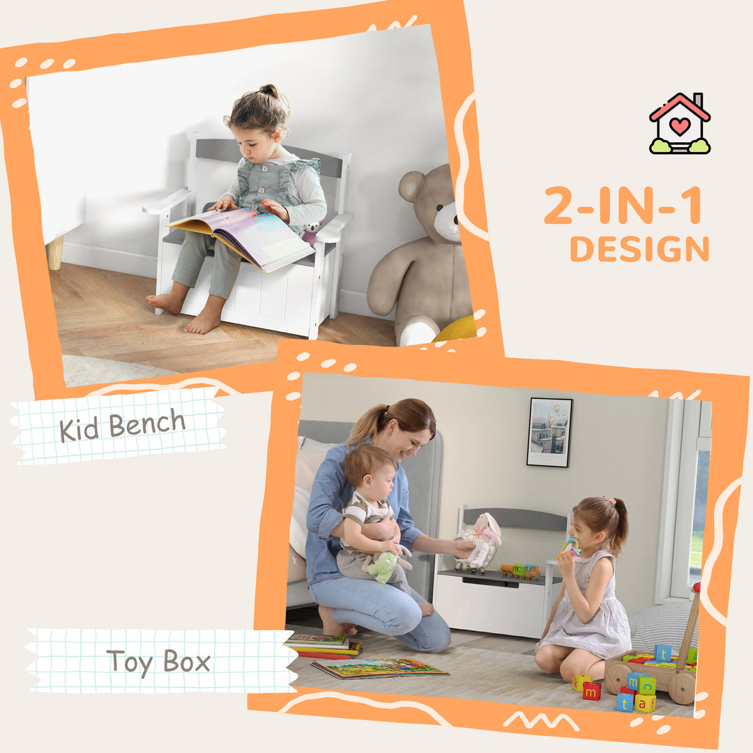 2-in-1 Toy Box for Kids with Lid for Bedroom