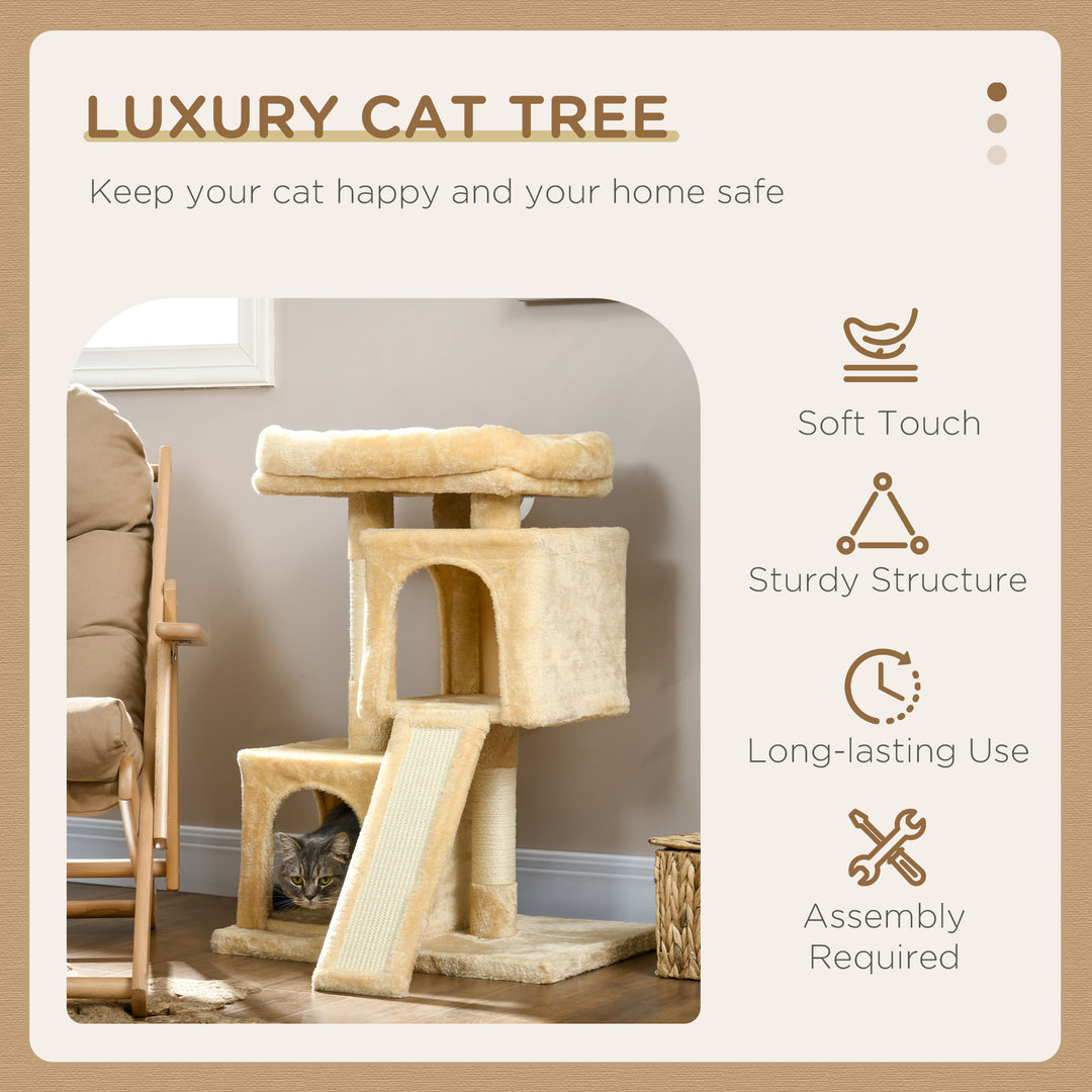 Deluxe Cat Activity Centre: Sisal Rest & Play with 2 Cosy Houses