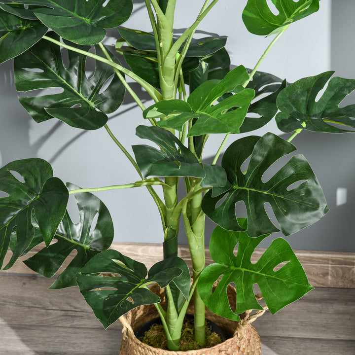 Artificial Monstera Delight: Lifelike Cheese Plant w/ 21 Lush Leaves