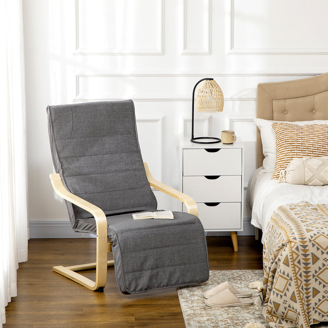 Reclining Lounger: Adjustable Footrest & Removable Cushion for Relaxed Lounging