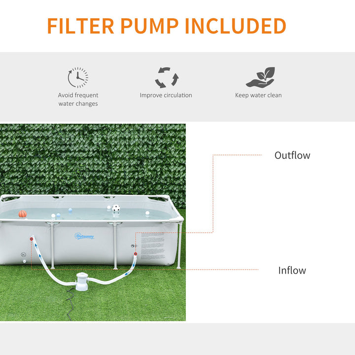 Steel Frame Pool with Filter Pump and Filter Cartridge Rust Resistant Above Ground Pool with Reinforced Sidewalls