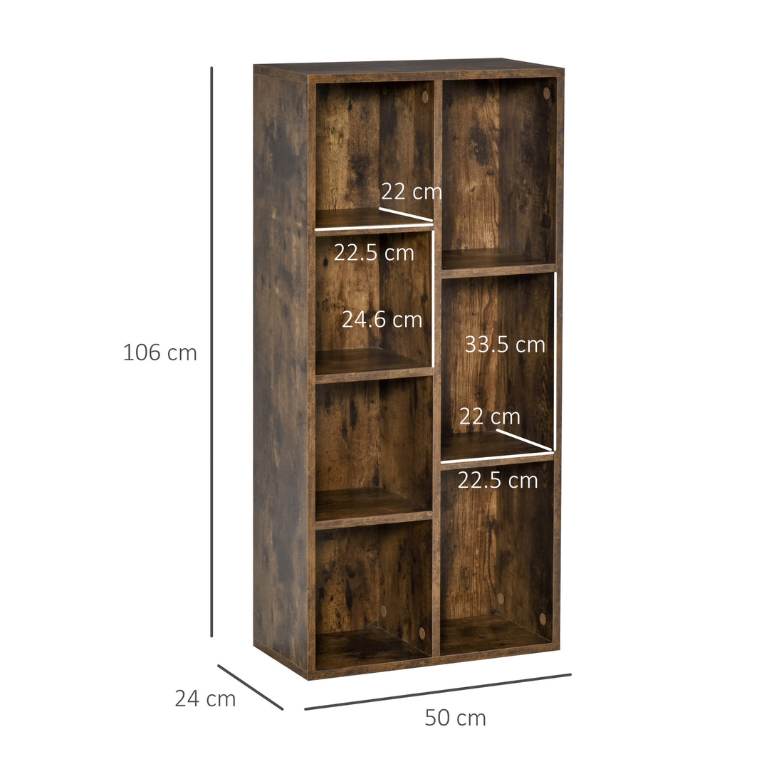 HOMCOM Industrial Free Standing Bookcase, Rustic Brown