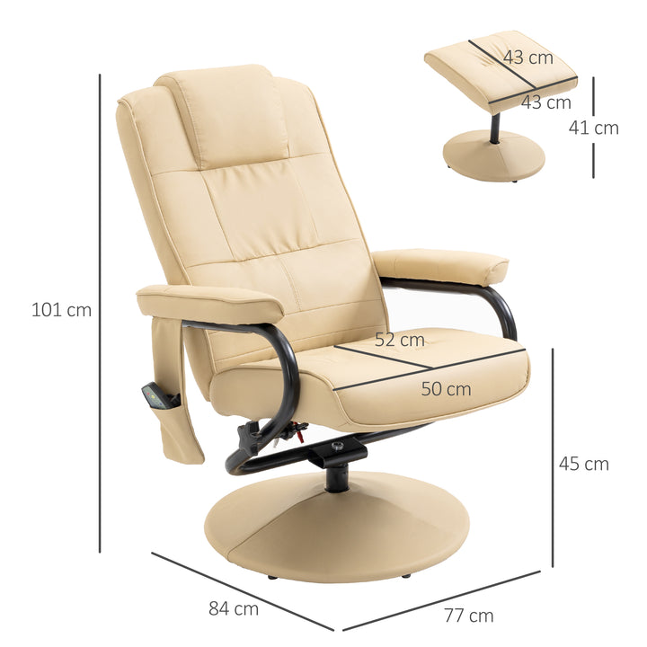 Manual Sofa Reclining Armchair PU Leather Massage Recliner Chair and Ottoman