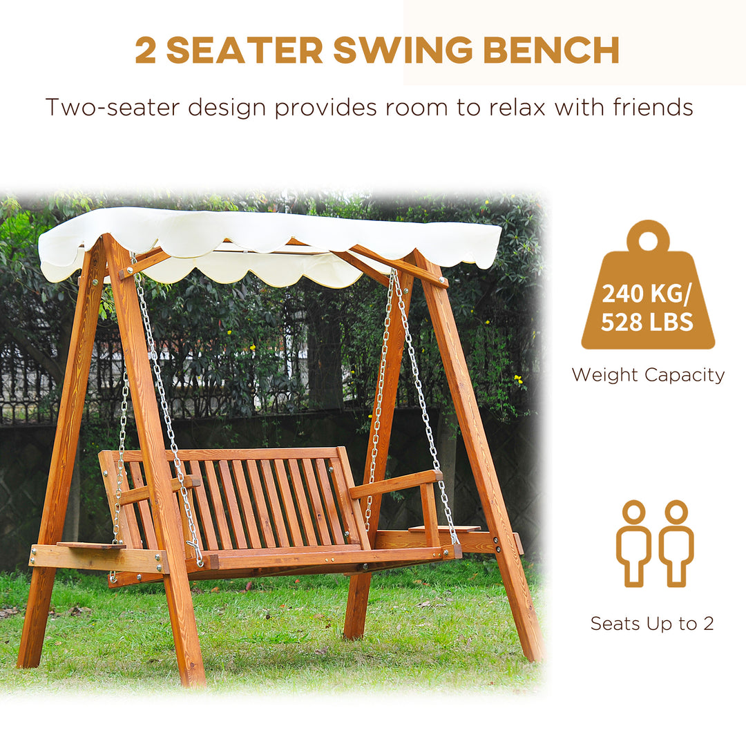 2 Seater Garden Swing Seat Wooden Swing Chair Outdoor Hammock Bench Furniture