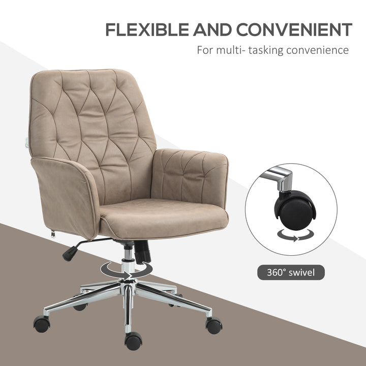 Vinsetto Ergonomic Microfibre Office Chair, Swivel Desk Chair with Adjustable Height & Armrests, Beige Aosom UK